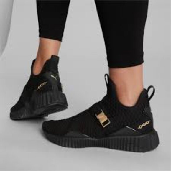 Puma Defy Mid Top Training Shoes Black & Gold Women's Size 8.5 - Picture 5 of 6